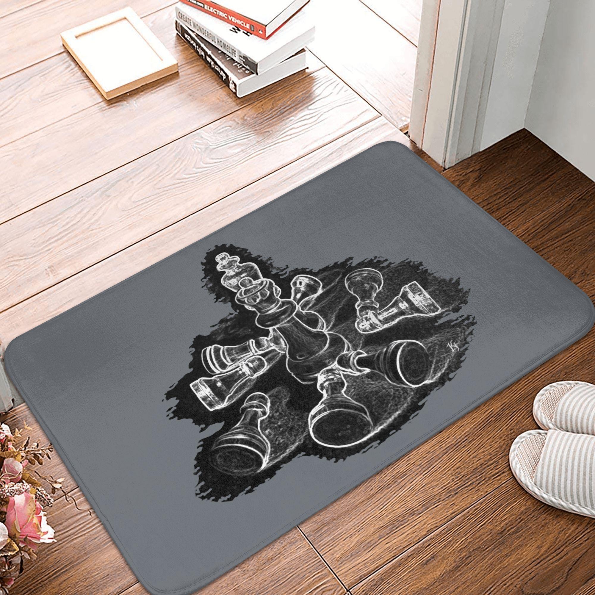 

Chess Pieces Game Doormat Mat Anti-Slip Checkmate Player Bath Kitchen Garden Rug Carpet 40*60cm 40cmx60cm