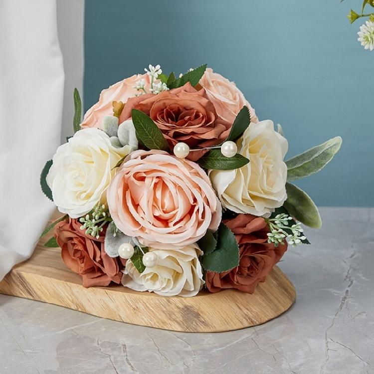 Sophisticated Rose Bouquet with Silky Florals Handheld Bridal Silk Hand Flower Elegant Wedding Ceremony Decoration