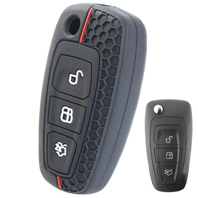3-knops siliconen sleutelhangerhoesje voor Ford BCS Max Grand C Max Fiesta Focus Kuga Mondeo Fushion Ecosport 2012