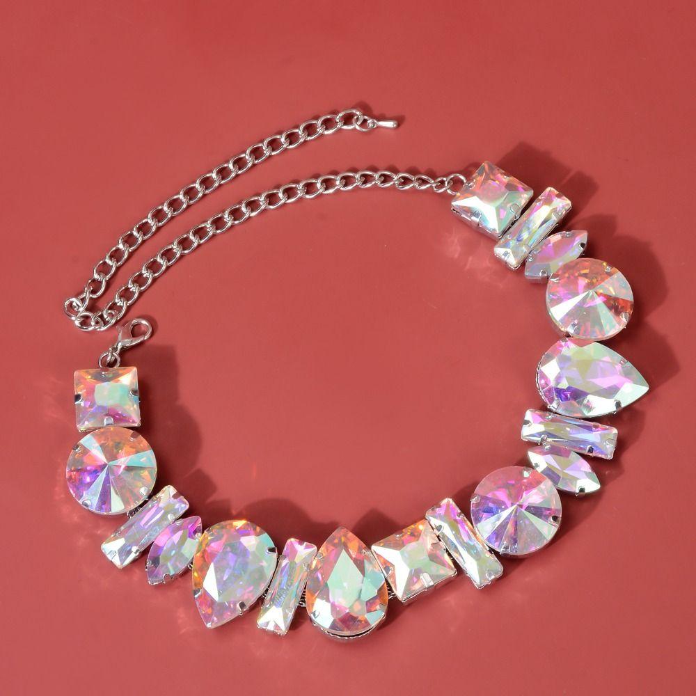 Adjustable Rhinestone Necklace Exaggerated Women's Choker Fashion Crystal Necklace  Ladies