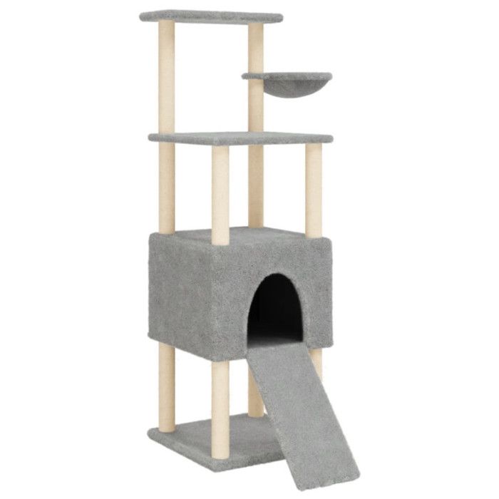 VidaXL Cat Tree with Sisal Scratching Posts Light Grey 153 Cm 172116