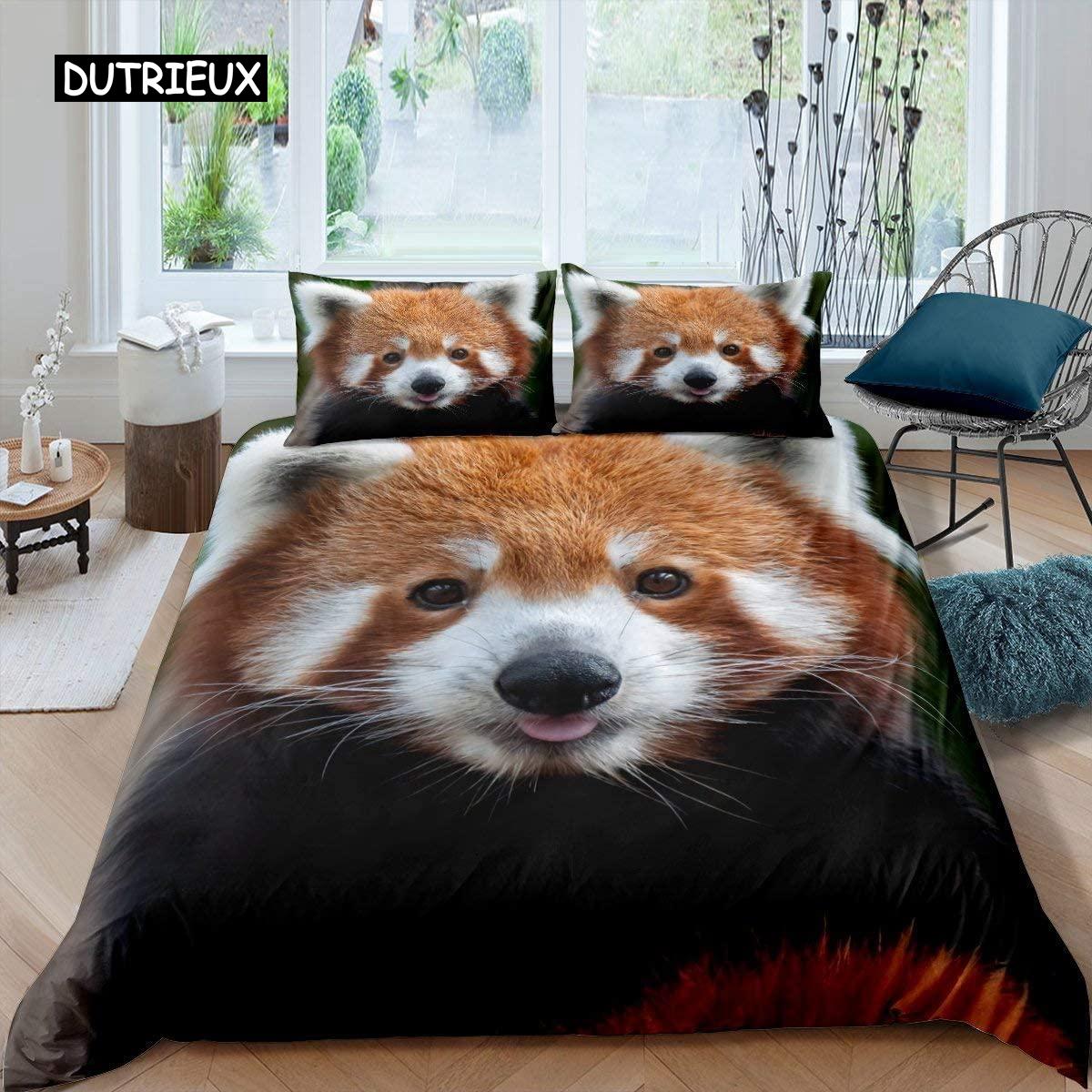 

Комплект постельного белья с изображением енота, милый комплект постельного белья с изображением животных, одеяло в стиле дикой природы, покрывало из полиэстера размера «king size» EU single(135x200cm)