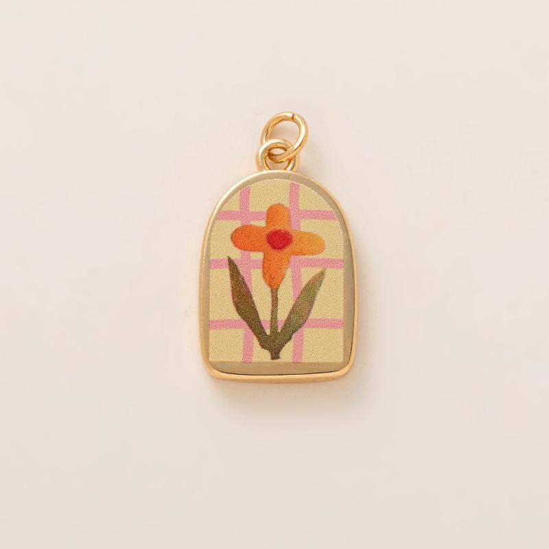 Simple And Versatile Color Blocking Butterfly Love Flower Diy Pendant Accessories Gold-Plated Color Preservation