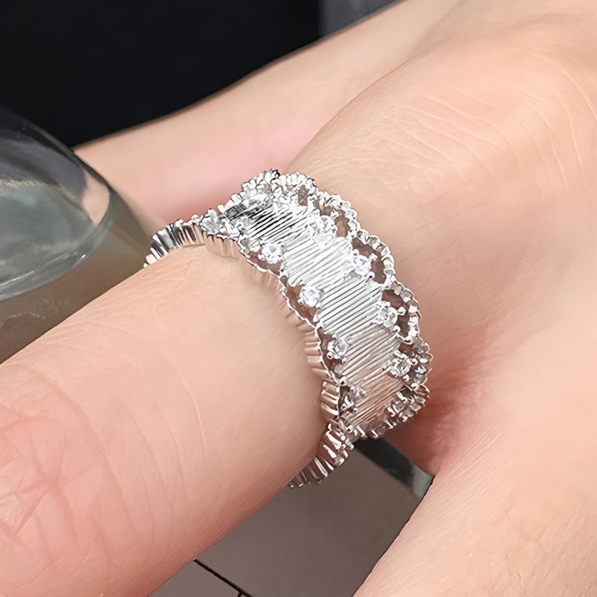 925 Silver Rings INS Fashion Hip Hop Vintage Couples Adjustable Jewelry Hollow Lines Punk Thai Silver Party
