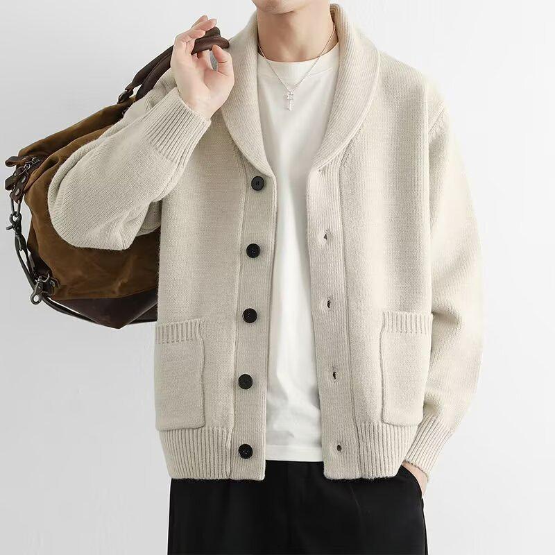 Мужская вязаная куртка с запахом - Модный осенне-зимний свободный кардиган M