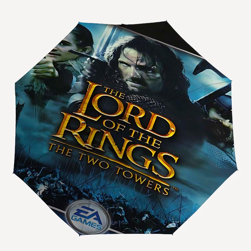 1pc The Lord of the Rings: The Two Towers Automatic Folding Umbrella - Compact 8-Rib Design, Durable Plastic & Iron1051L