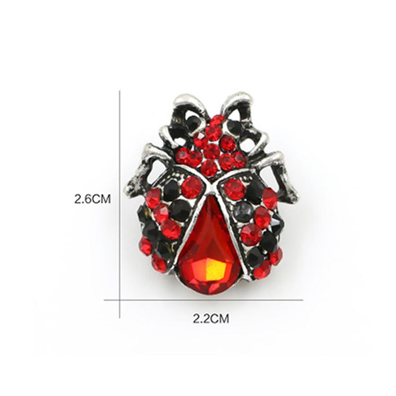 High-Quality Rhinestone Ladybug Brooch In Red and Black