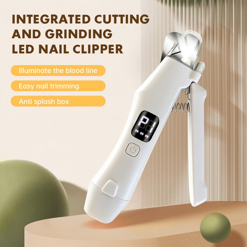 2-in-1 Pet Nail Clipper And Grinder With LED Light Guard, USB Rechargeable, Suitable For Small And Medium-sized Dogs And Cats
