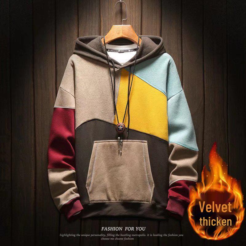 

2021 Men s Trendy Color Block Hooded Jacket Sweatshirt - Spring/Autumn XXL