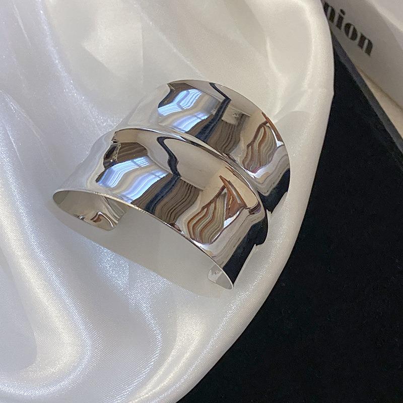 Metal irregular wave texture open bracelet fashion versatile bracelet niche design jewelry women