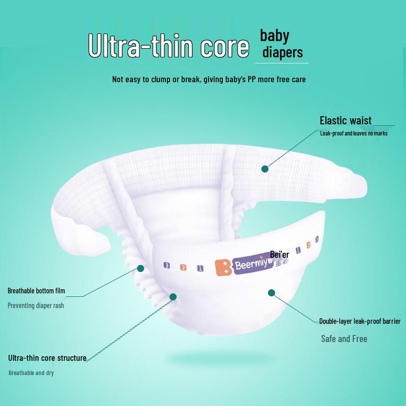 Beiermiyu Newborn Ultra-Thin Soft Breathable Baby Diapers (S/L)