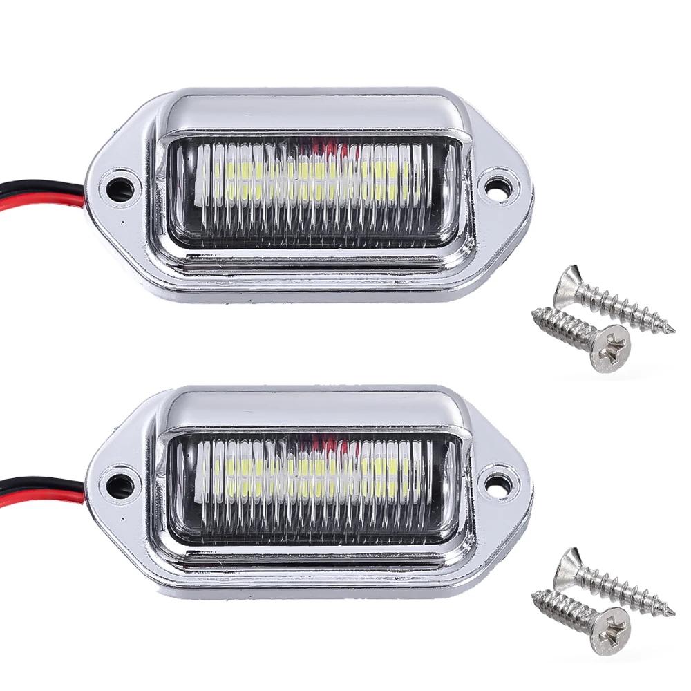 3style 6 LED Lumini Plăcuță de Înmatriculare Mașină Camion Camion RV Remorcă Furgonetă Lampă Spate Lampă Semnalizare Impermeabilă Becuri Iluminare Albă 12-24V