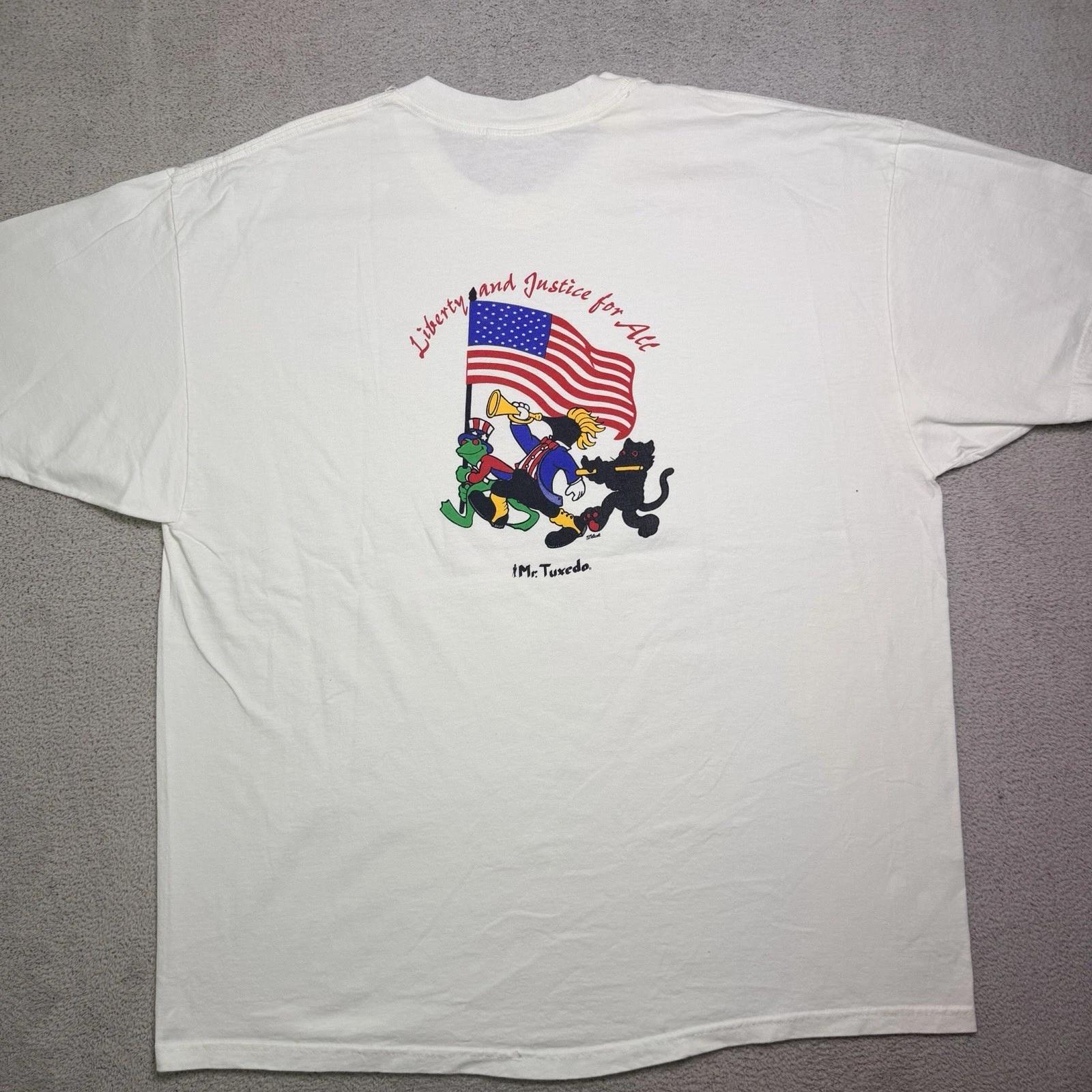 

Vintage Mr Tuxedo Patriotic T Shirt Men’s XL Liberty & Justice For All USA Flag S