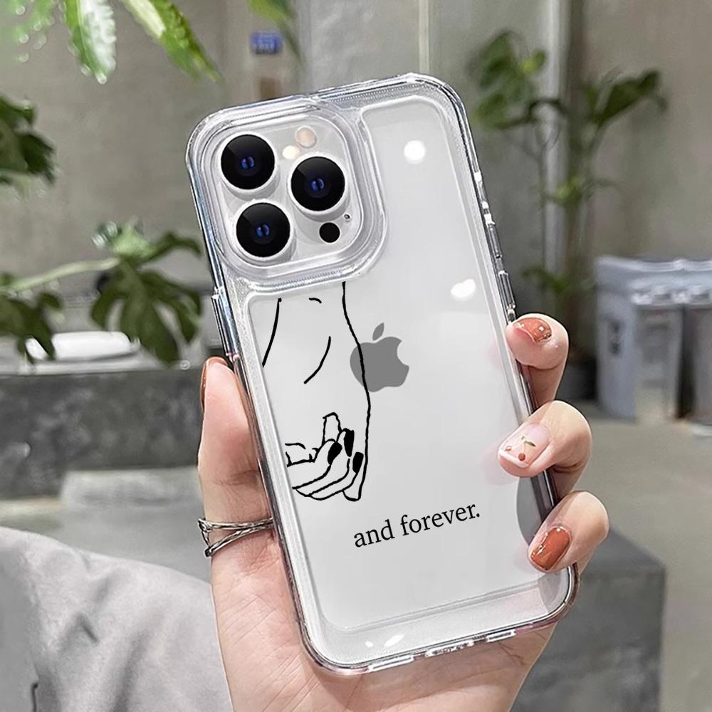 Couples Holding Hands Shockproof Transparent Case For iPhone 16 Pro Max 17 15 14 Pro 13 12 11 Pro Max  7 8 Plus Silicone Fundas