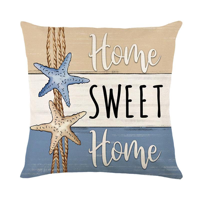 New Ocean Scallop Print Cushion Cover Summer Letter Starfish Pillow Cover Living Room Bedroom Cushion