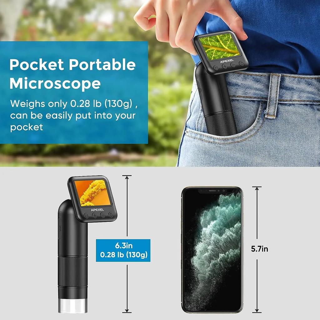 Handheld 800X HD Digital Microscope for Adults,2" LCD Screen Pocket Microscope for Kids,USB Lab Digital Microscopes Equipment