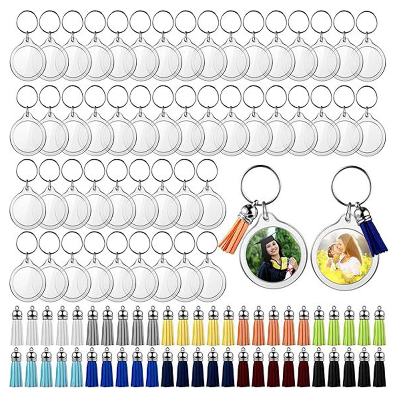 

Pack of 50 Acrylic Round Frame Keychains Round Key Rings Jewelry Blank Photo Frame Keychain Ornament DIY Kit 1