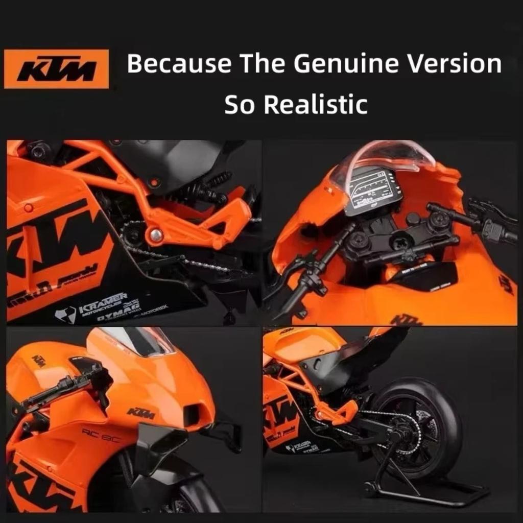 Welly 1/12 KTM RC 8C Alloy Race Motorcycle Model Diecasts Toy Simulation Metal Street Toys Car Collectibles Childrens Gifts