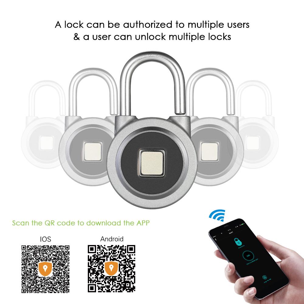 Fingerprint Smart Keyless Lock APP Fingerprint Unlock Anti Theft Padlock Door Luggage Case Lock for   for   System