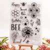 Bee Happy Clear Stamp Silicone Stamp Cards Greeting Words Pattern for Holiday Card Making Decoration and DIY Scrapbooking
