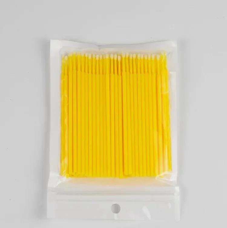 

НОВЫЕ 100 шт. Индивидуальные аппликаторы Палочки для туши для ресниц Одноразовые кисти для макияжа Микрощеточки Инструменты для макияжа для наращивания ресниц жёлтый