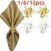 1/6/12pcs Silver/Gold Snowflake Napkin Ring Buckles Christmas Holiday Metal Napkin Holder New Year Gift Dinnig Table Decoration
