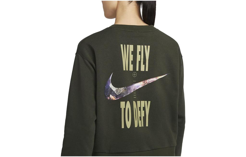 Nike Sweatshirts Women's Green Crew Neck Moderate Regular DQ6818-355