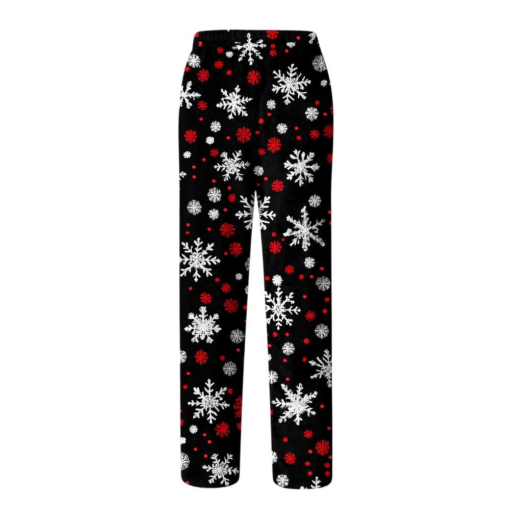 Men's Drawstring Pocket Flannel Pants Homewear Sleep Pants