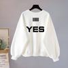 Autumn and Winter New Korean Version of Velvet Thickened Long-sleeved American High-end Crew Neck Casual Sweater Women's Clothing