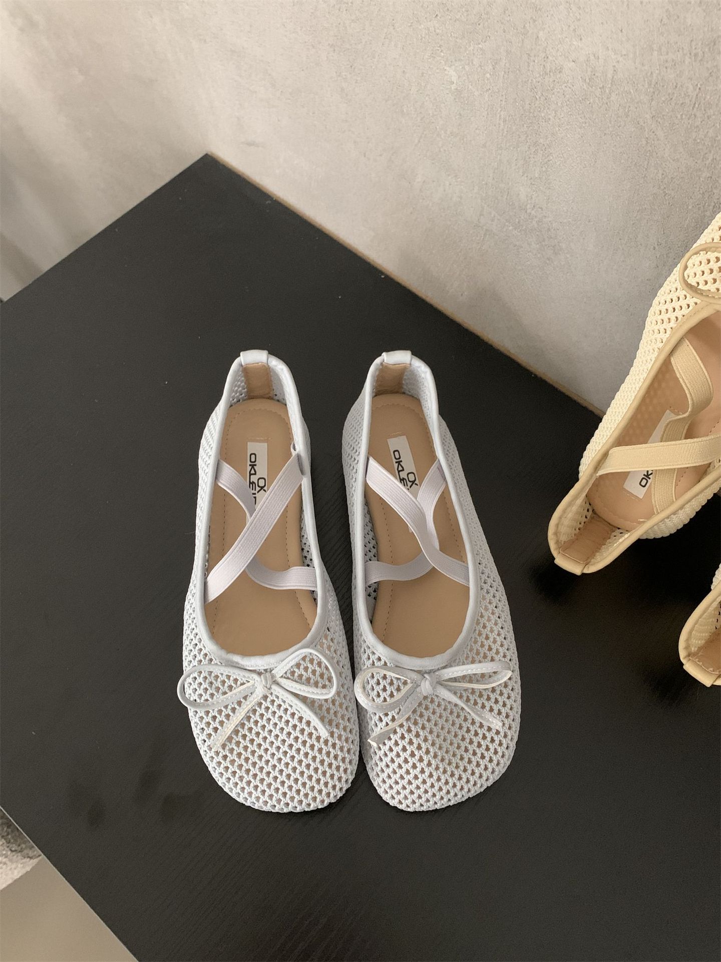 

IPPEUM Mesh Ballet Flats Round Toe Mary Janes Black 2025 New Soft Ballerina Shoes Split Toe 245 небо синє кольору