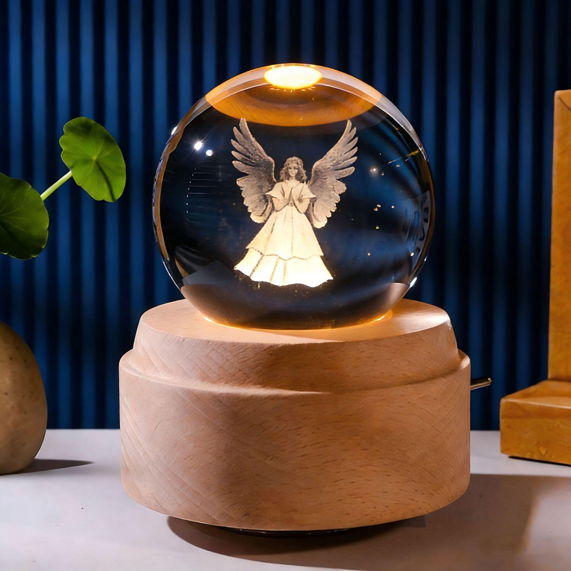 Rotating Crystal Ball Music Box - Luminous Night Light and Romantic Gift for Friends Music: Castle in the Sky