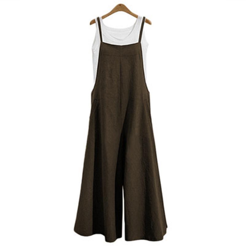 Plus-size Fashion Women's Loose Sleeveless Jumpsuits with Long Suspender Overalls Loose Jumpsuits with Wide Legs