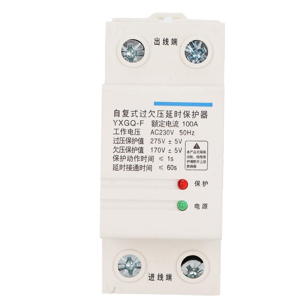 2P 100A Automatic Recovery Over & Under Voltage Delay Relay Protector Device