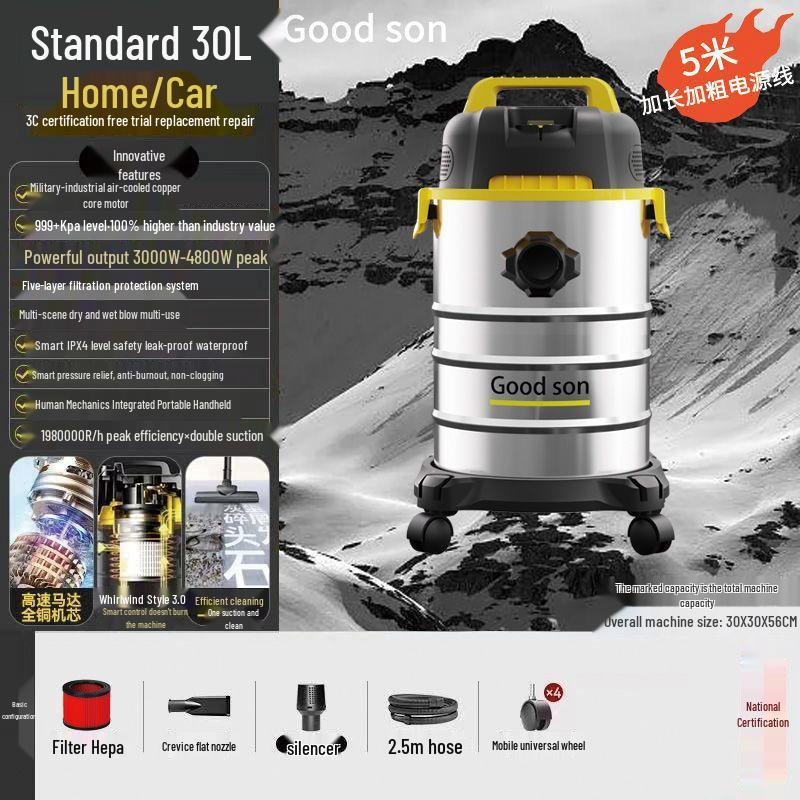GUTSEN Dual-Use High Suction Wet/Dry Industrial Vacuum Cleaner for Heavy-Duty and Car Cleaning