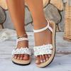 Fashion Women Sandals Flower Decoration Flat Sandals for Summer Lightweight Comfort Beach Shoe Woman Fashion Floral Dress Sandalias