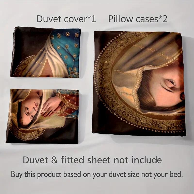 Elegant religious portrait Bedding Duvet cover sets Duvet covers Pillowcases gifts (1 * Duvet Cover 2 * Pillowcases, without duvet insert)