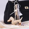 Yousheng Dachshund Dog Bag Pendant Bag Charms with Woven Umbrella Retractable Rope Keys Bags Wallets Accessories