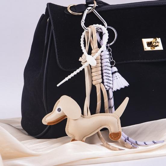 Yousheng Dachshund Dog Bag Pendant Bag Charms with Woven Umbrella Retractable Rope Keys Bags Wallets Accessories