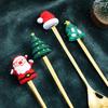Set di 4 Pezzi Posate di Natale Forchetta Cucchiaio Acciaio Inossidabile Decorazione a Forma di Babbo Natale Albero di Natale Stoviglie per la Casa