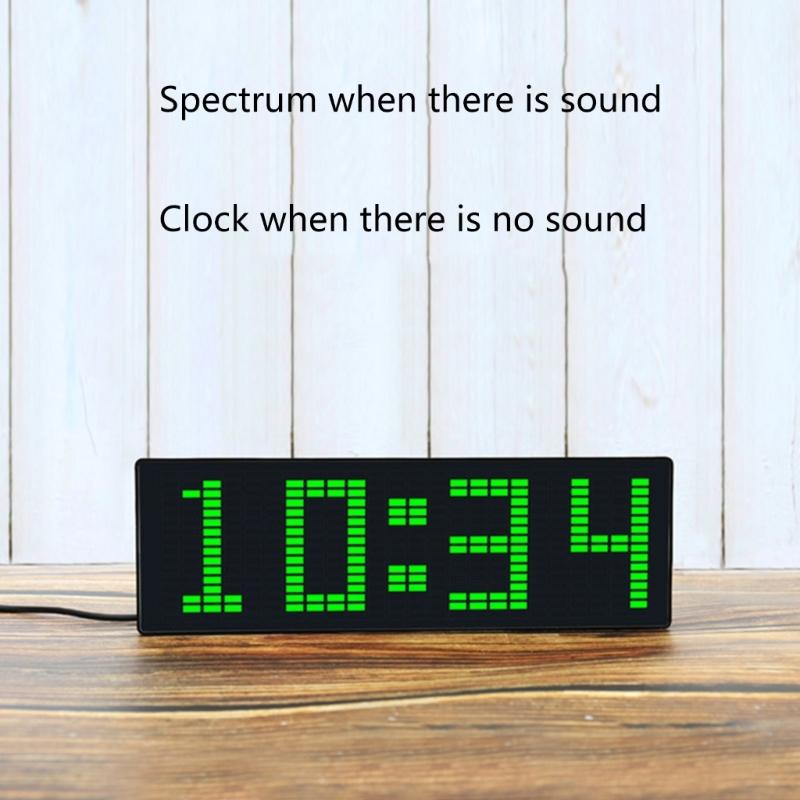 LED Music Spectrum Display RGB Colorful 1624 Segment Rhythm Light Level Voice Sensor Clock Display 384 LEDs 20 Dynamic