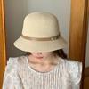 PU Leather Belt Women Sunscreen Hats Wide Brim Outdoor Straw Hats Korean Summer Bucket Hats  Girls