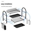 Kitchen Countertop Dish Drying and Storage Rack with Basket for Plates and Utensils