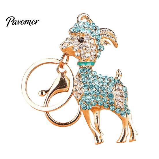 Rhinestone Goat Keychain Bling Lamb for Backpack, Metal Car Key Animal Theme Ring, Sheep Pendant Backpacks and Handbags Chain Decoration