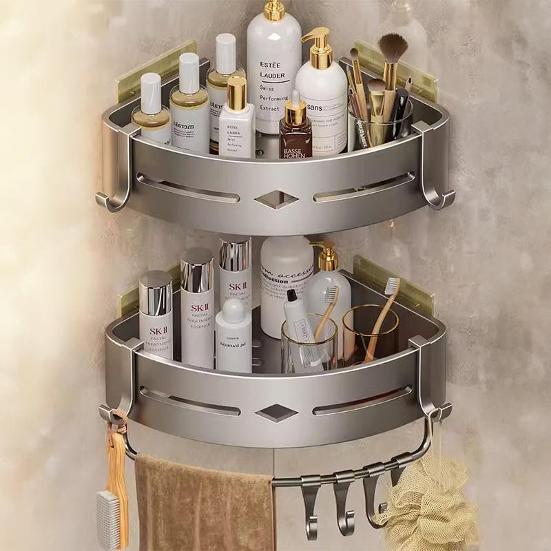 Adhesive Metal Storage Shelf Wall Bath Shelves Hanging Organizers No drilling Storage Rack Shampoo Holder For Bathroom Kitchen