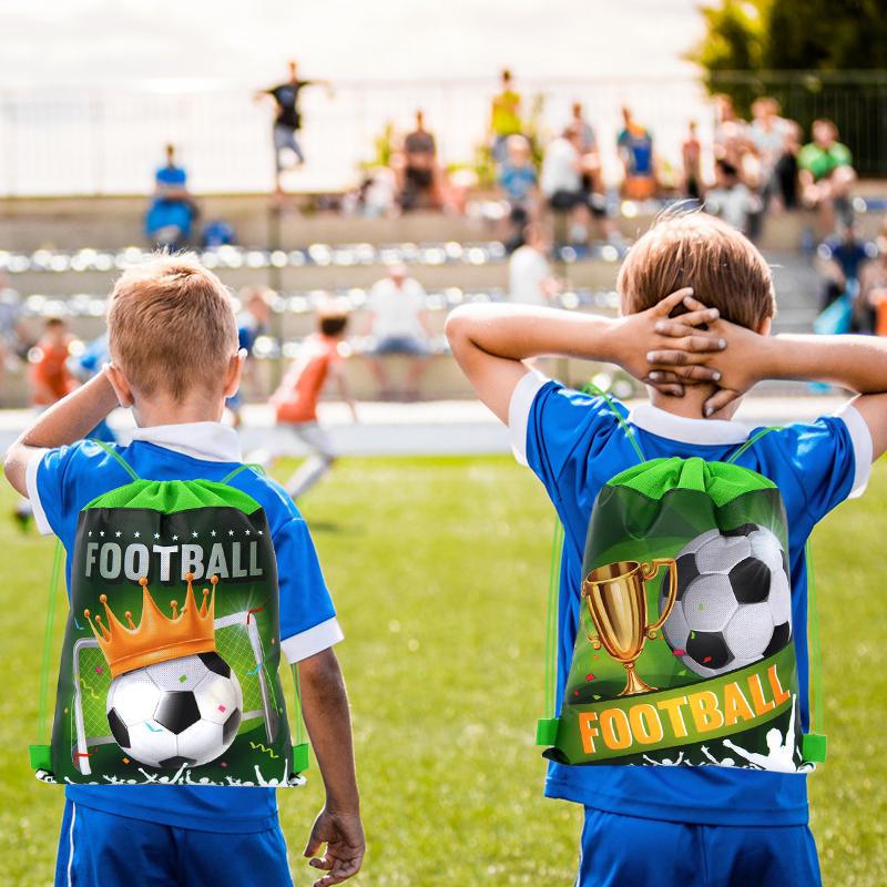 1-20Pcs Football Theme Gift Bags Non-woven Soccer Drawstring Goodie Bag Backpack Kids Sport Birthday Party Favors Decor Supplies