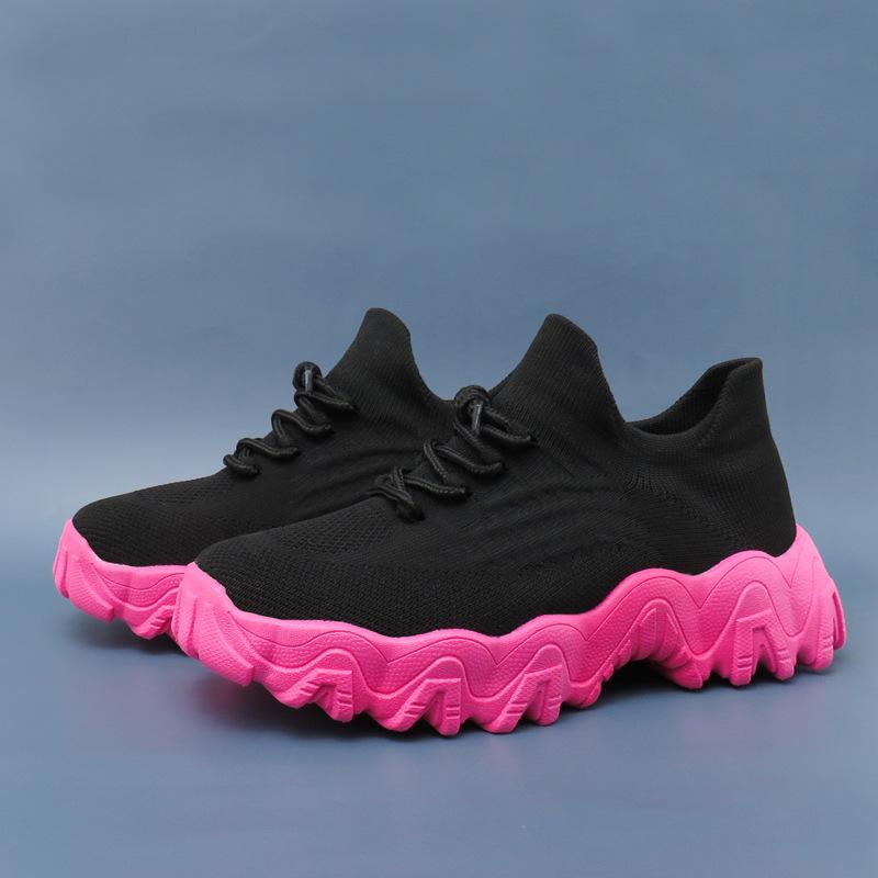Breathable Lace-up Fly-woven Socks Shoes Casual Sports Shoes Outdoor Platform Shoes