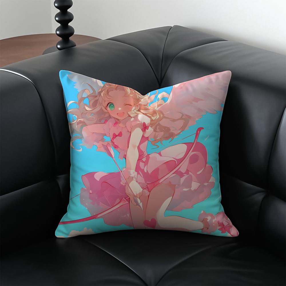 C-Cupid Angel Pillow Kawaii Anime Cushion Cushion Cover Pillow Case Anti-Dustmite Invisible Zipper Silky Plush Cushion