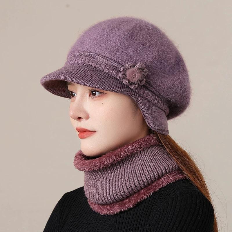 Hat Female Ear Protector Mom Old Lady Grandma Warm Wool Hat Fleece Knitted Hat