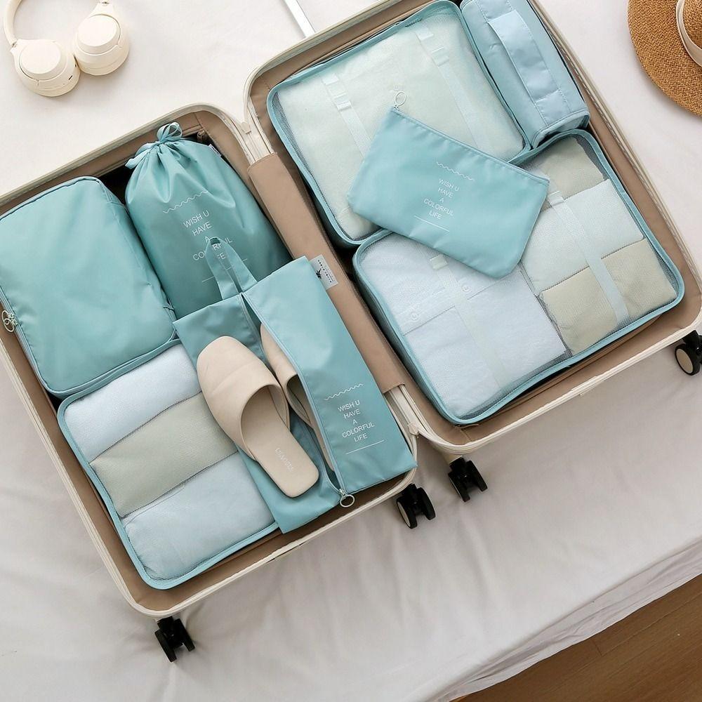 8 PCS/Set Large Capacity Travel Storage Bag Set Polyester Suitcase Organizer  Wardrobe