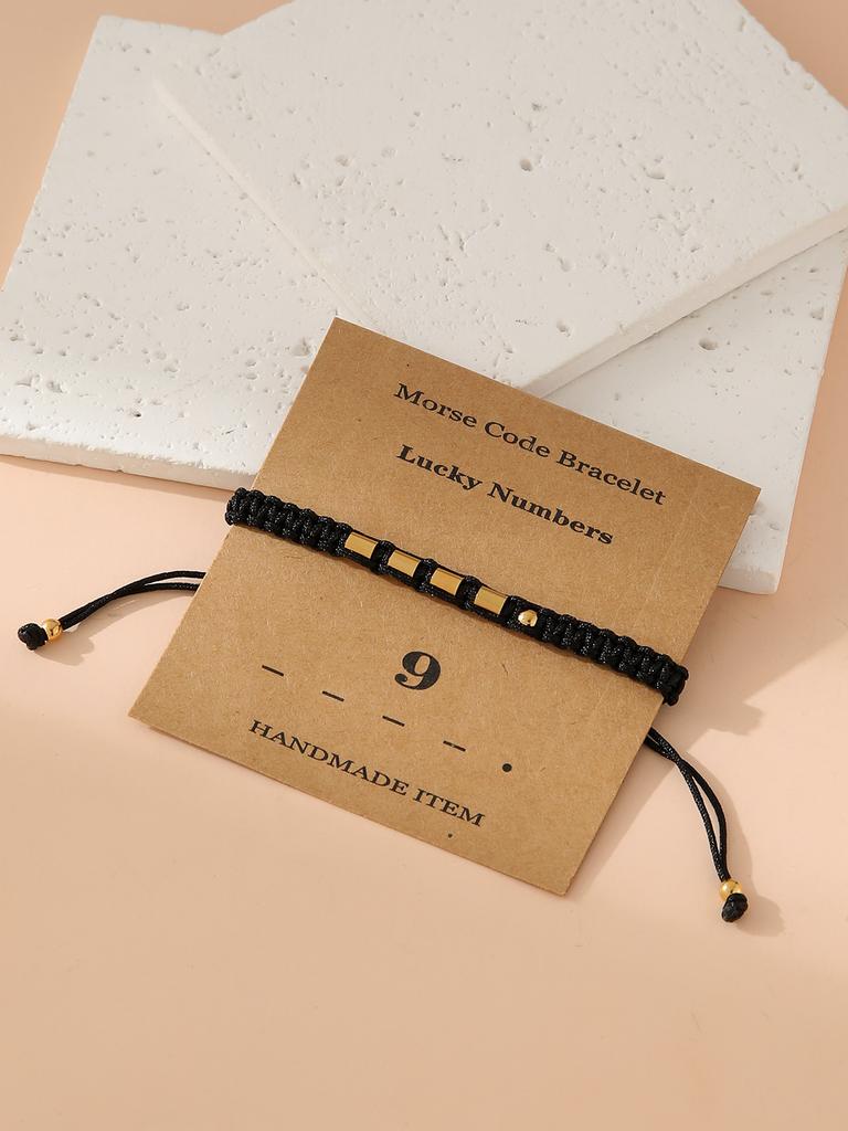 Handwoven Morse Code Number Flat Knot Bracelet Unisex Fashion Accessory